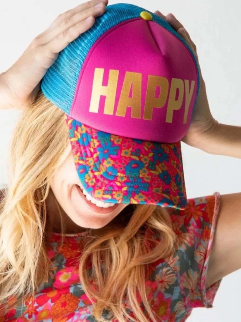 Natural Life Trucker Hat Happy NWT! Darling